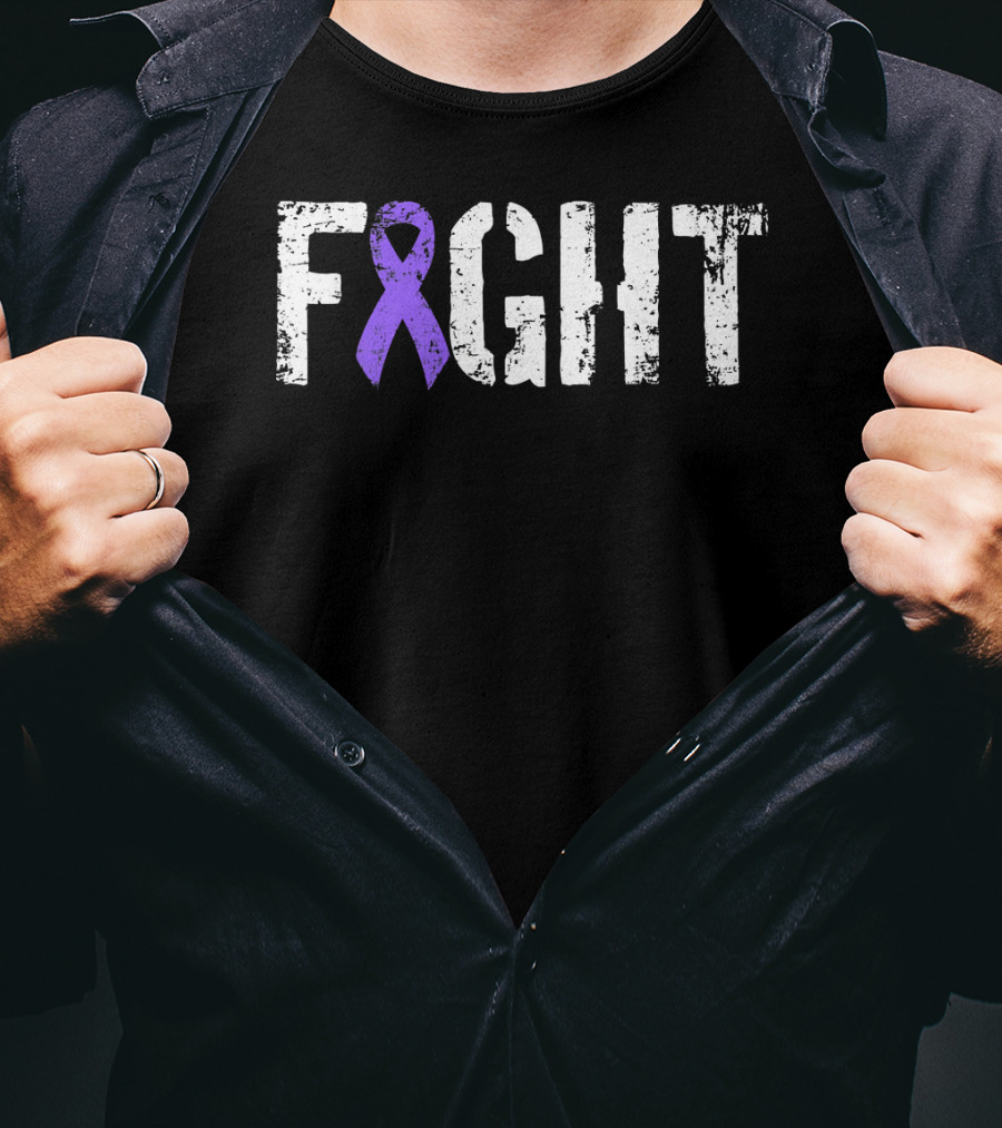 Fight Hodgkins Lymphoma Cancer Purple Ribbon Awareness T-Shirt