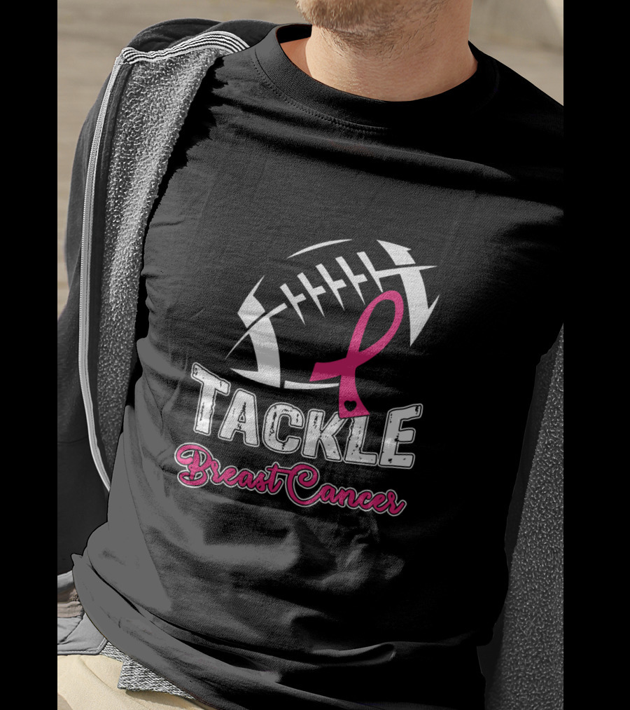 Tackle Breast Cancer Awareness Football T-Shirt