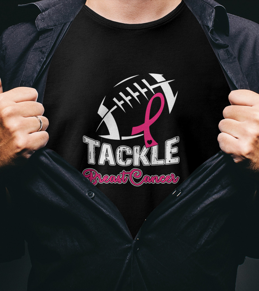 Tackle Breast Cancer Awareness Football T-Shirt