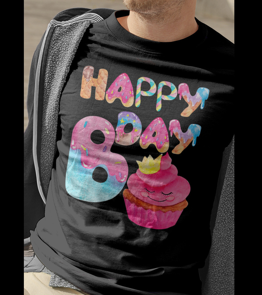 Happy Bday Cupcake Donut Themed Birthday T-Shirt