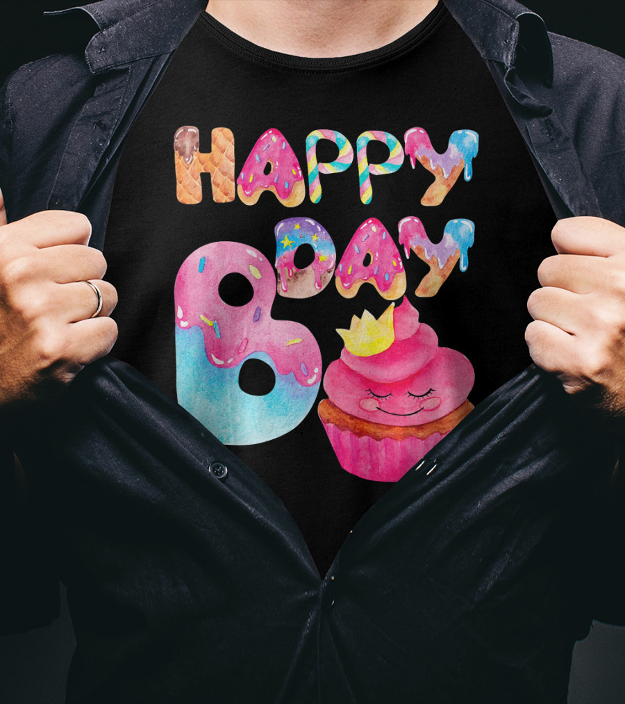 Happy Bday Cupcake Donut Themed Birthday T-Shirt