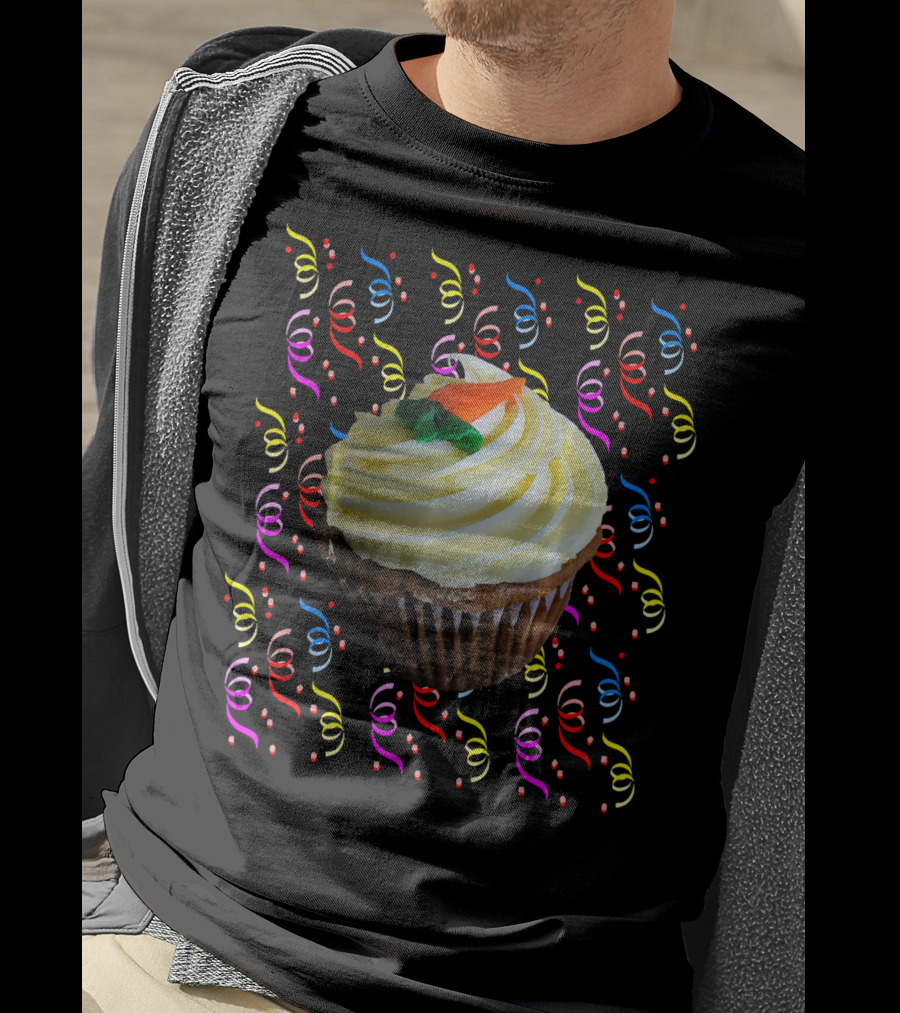 Cupcake And Confetti Cupcake With Colorful Swirl Decorations T-Shirt