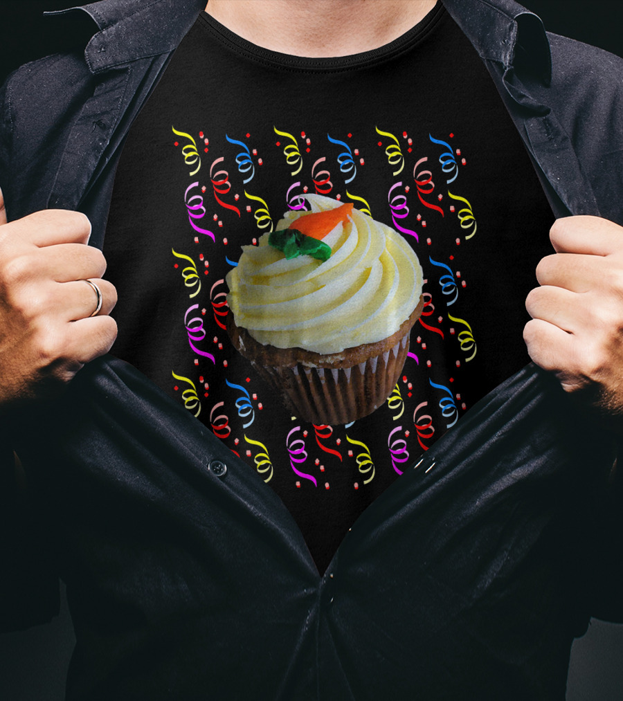 Cupcake And Confetti Cupcake With Colorful Swirl Decorations T-Shirt