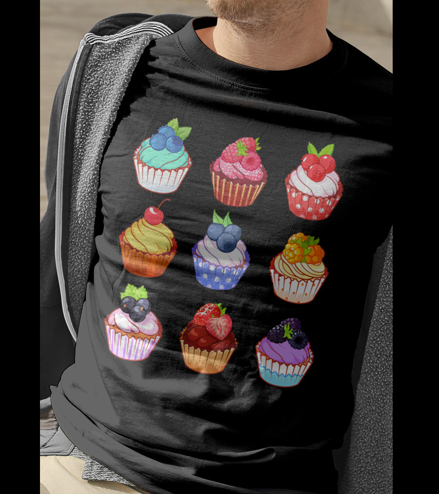 Yummy Cupcake Dessert Challenge Berry Toppings Collection T-Shirt