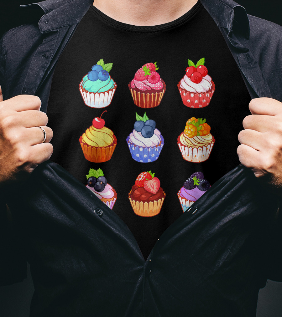 Yummy Cupcake Dessert Challenge Berry Toppings Collection T-Shirt