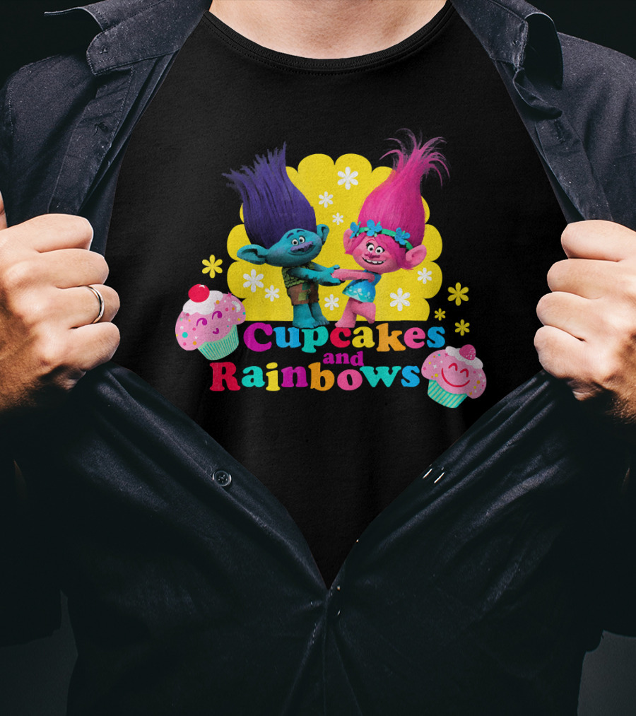 DreamWorks Trolls Cupcakes And Rainbows Branch And Poppy T-Shirt