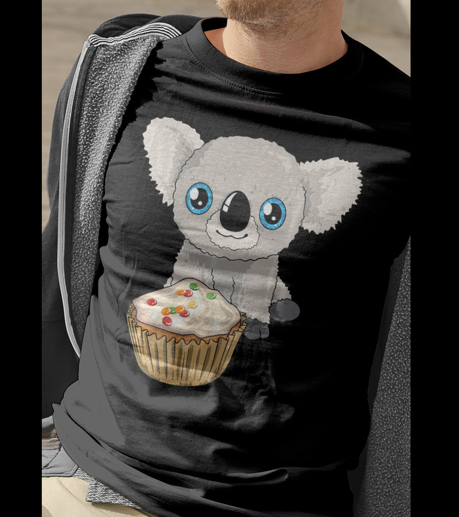 Cute Baby Koala With Cupcake Birthday T-Shirt