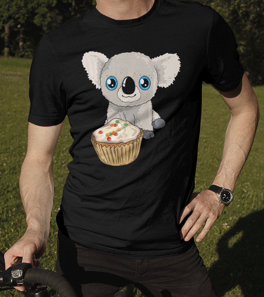 Cute Baby Koala With Cupcake Birthday T-Shirt