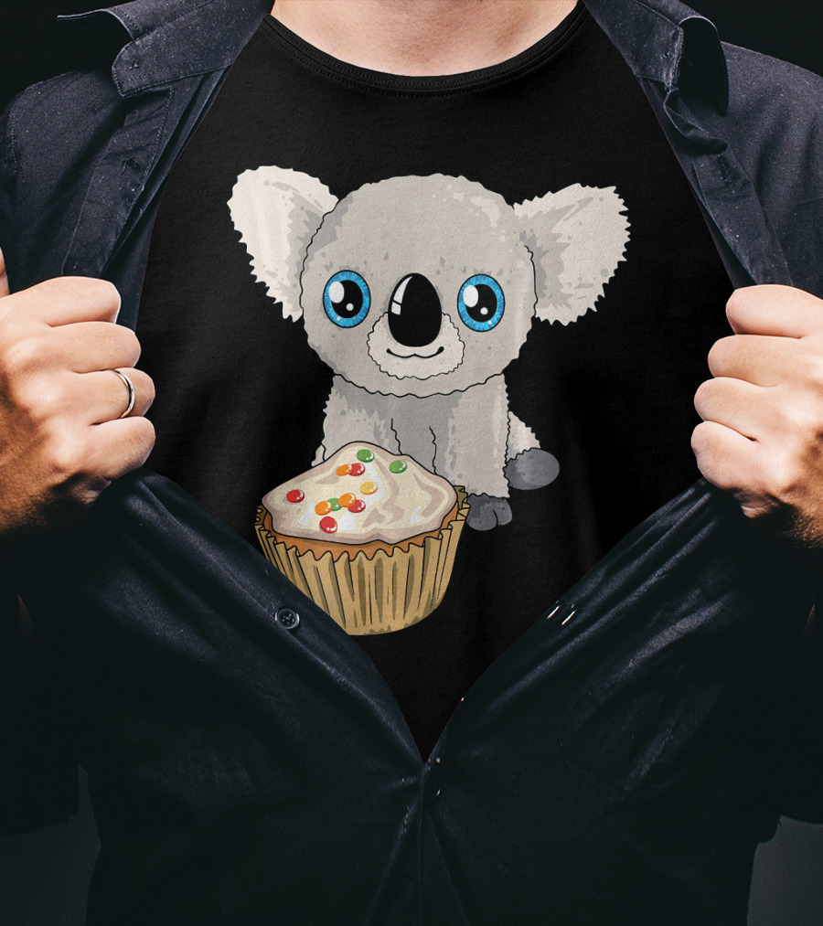 Cute Baby Koala With Cupcake Birthday T-Shirt