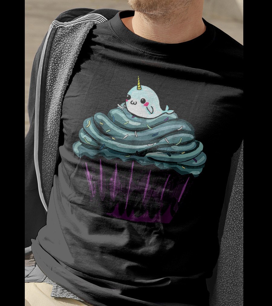 Narwhal Cupcake Cute Blue Icing Dessert T-Shirt