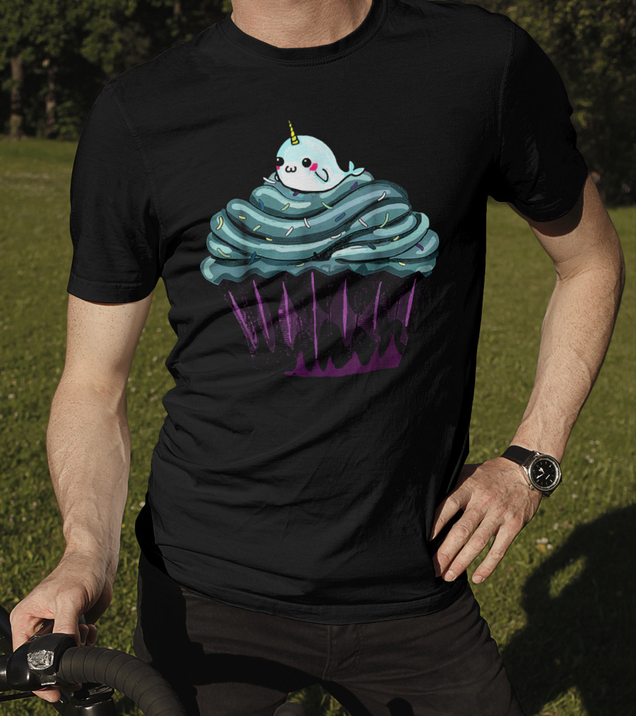 Narwhal Cupcake Cute Blue Icing Dessert T-Shirt