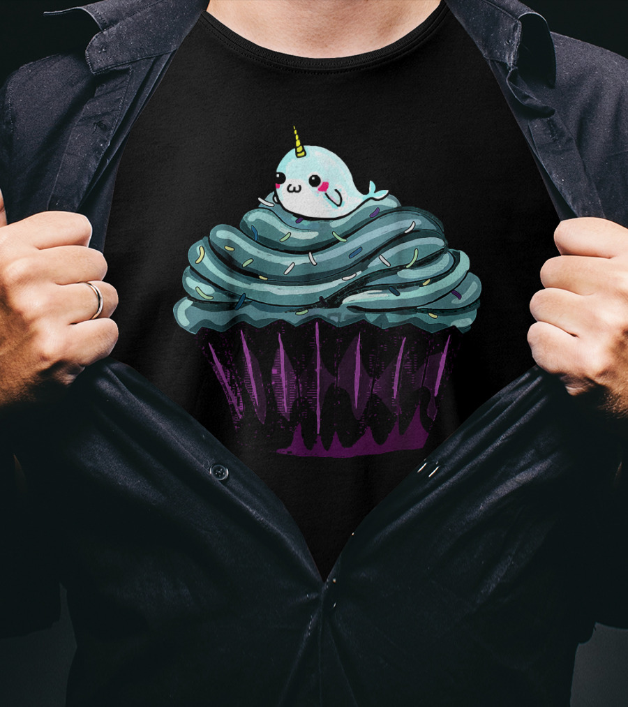 Narwhal Cupcake Cute Blue Icing Dessert T-Shirt