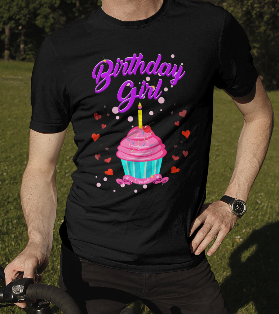 Birthday Girl Cupcake With Heart And Candle T-Shirt