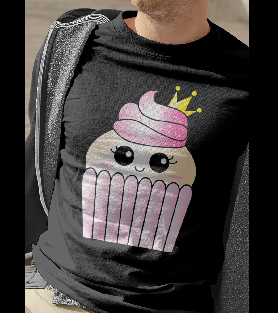 Sweet Pink Cupcake Muffin Queen Kawaii Crown T-Shirt