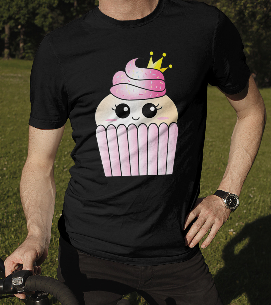 Sweet Pink Cupcake Muffin Queen Kawaii Crown T-Shirt