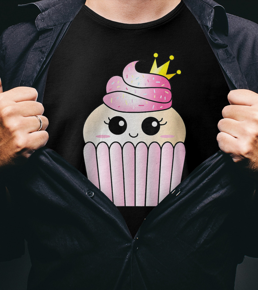 Sweet Pink Cupcake Muffin Queen Kawaii Crown T-Shirt