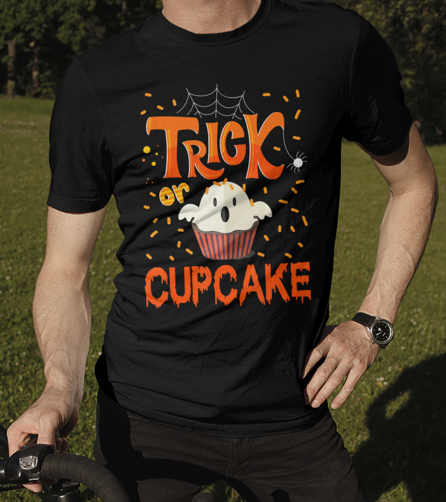 Trick Or Treat Spider Web Ghost Cupcake T-Shirt