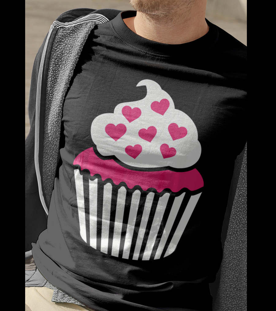 Cupcake With Pink Hearts T-Shirt
