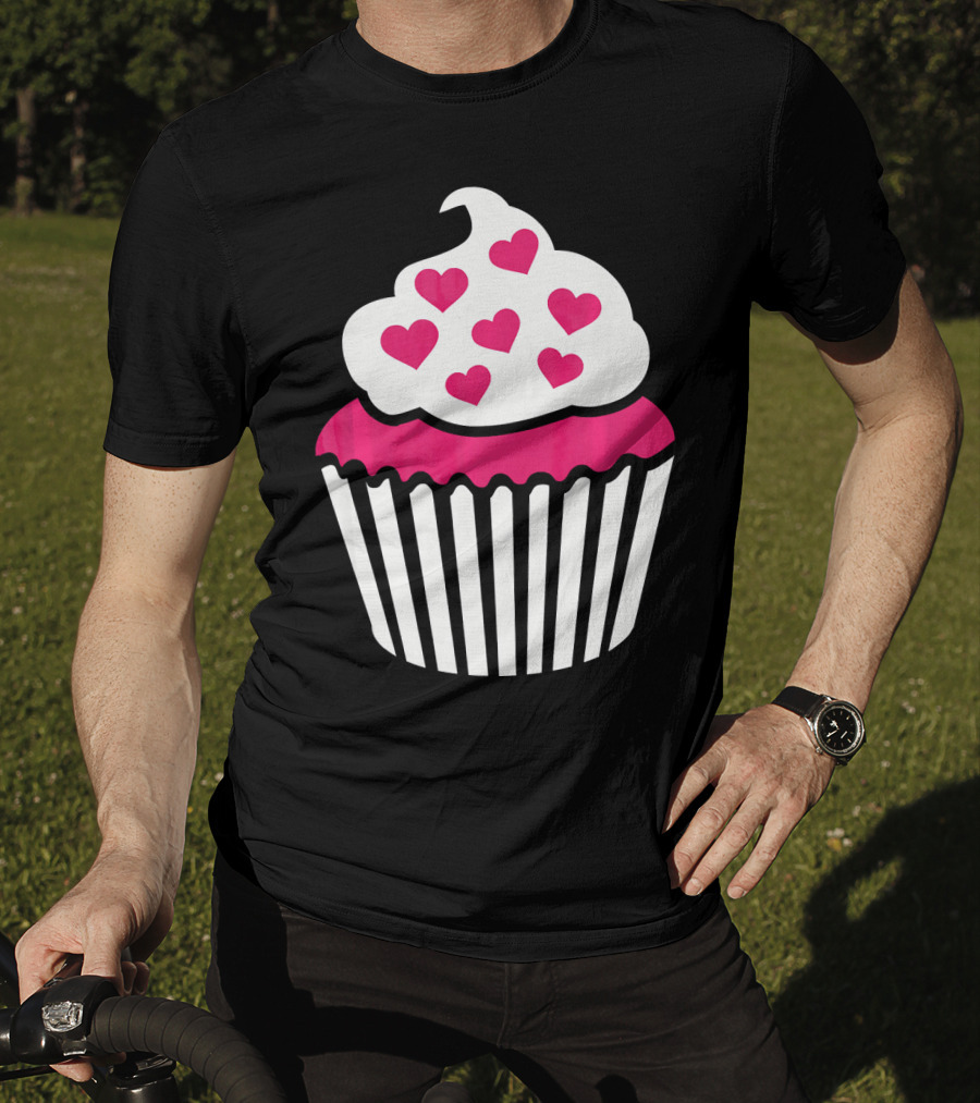 Cupcake With Pink Hearts T-Shirt