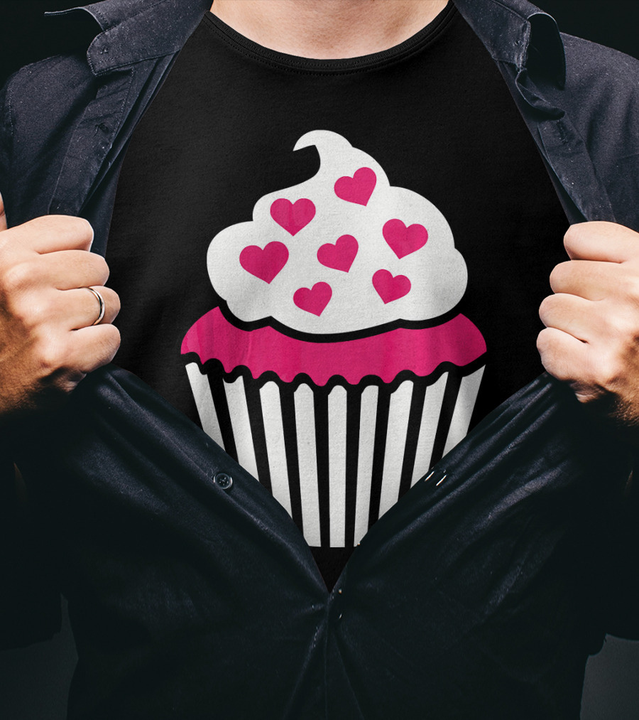 Cupcake With Pink Hearts T-Shirt