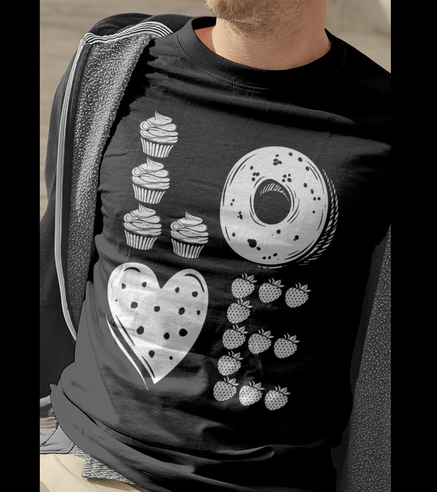 Love Cupcake Doughnut Strawberry Food Lover T-Shirt