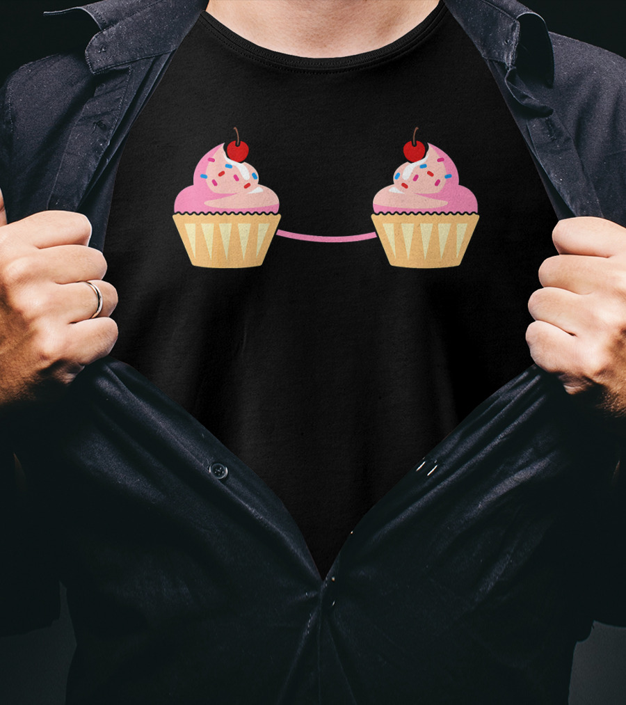 Cupcake Bra Costume Cute Food With Pink Frosting And Cherry On Top T-Shirt