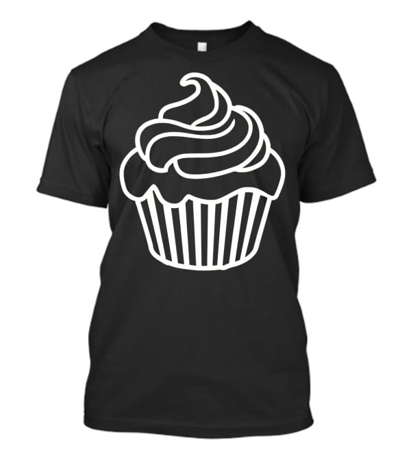 Cupcake Icon Black And White Outlined T-Shirt