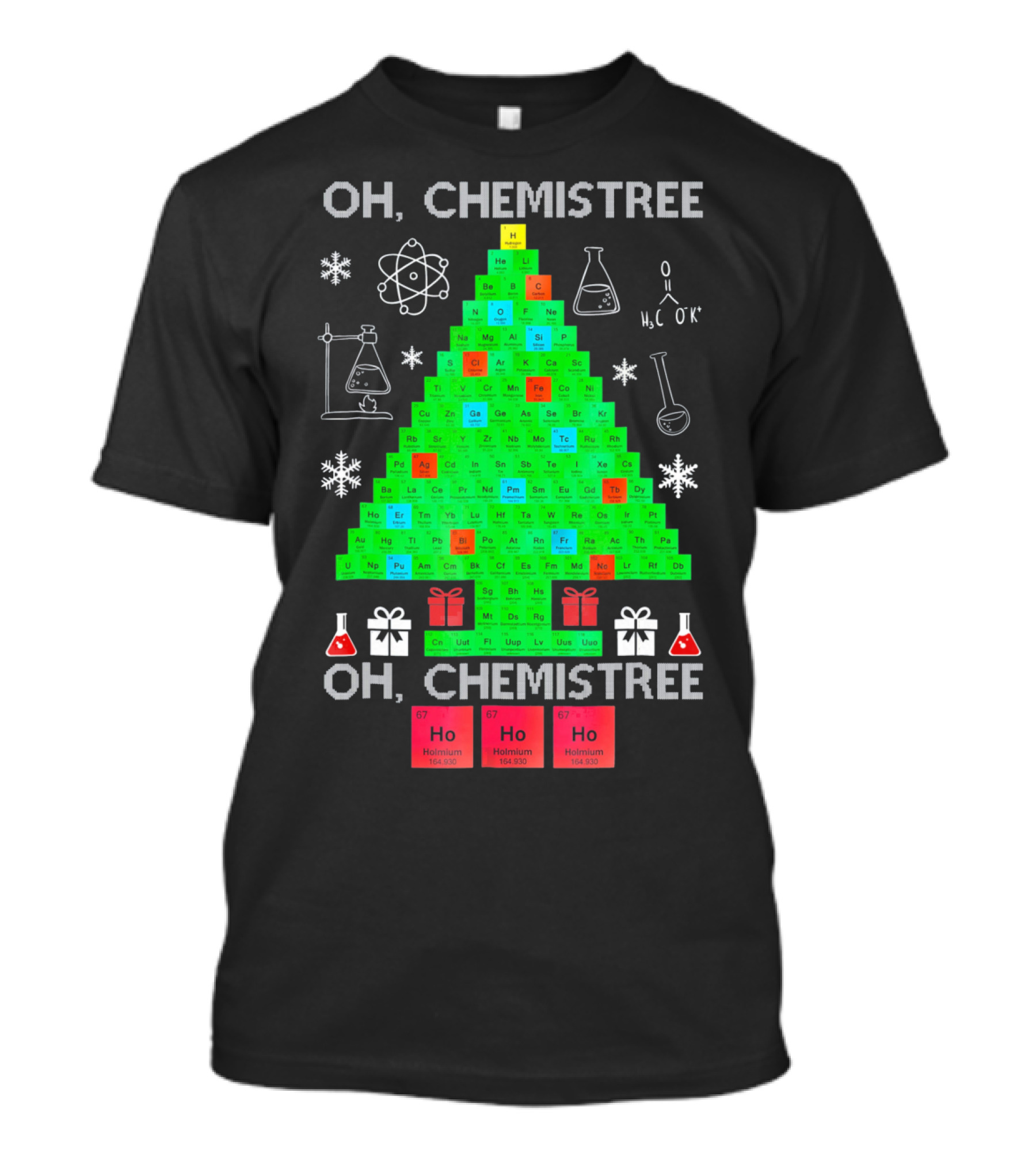 Oh Chemistree Periodic Table Christmas Humor Chemistry T-Shirt