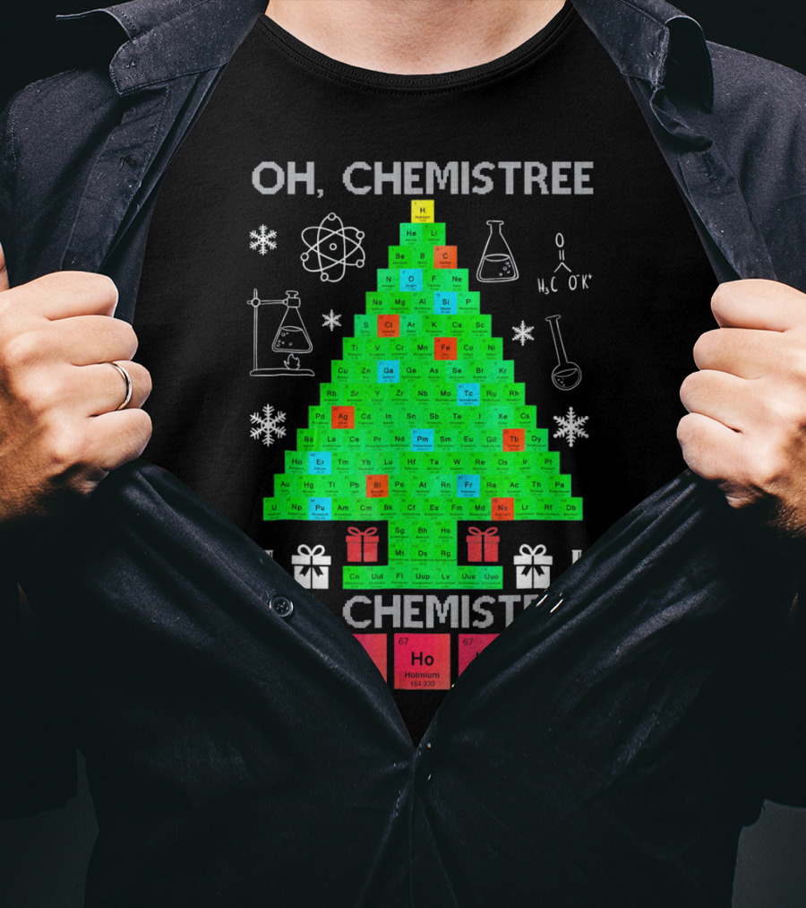 Oh Chemistree Periodic Table Christmas Humor Chemistry T-Shirt