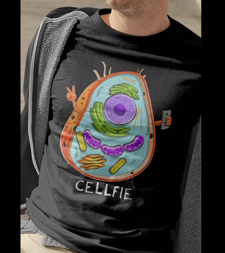 CELL FIE Biology Cellular Biology Cellfie Cartoon Cell Taking Selfie Biology Joke T-Shirt