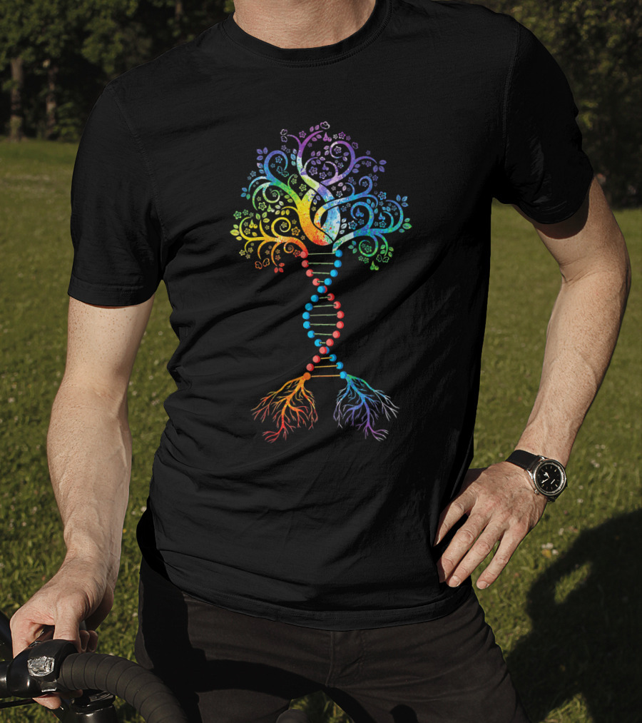 DNA Tree Of Life Genetics Colorful Biology Nature Connection T-Shirt