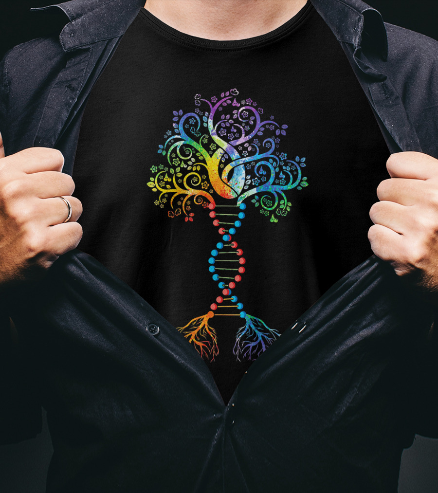DNA Tree Of Life Genetics Colorful Biology Nature Connection T-Shirt