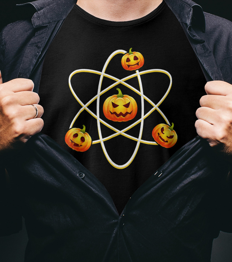 Halloween Pumpkin Atom Symbol With Jack-O'-Lanterns T-Shirt