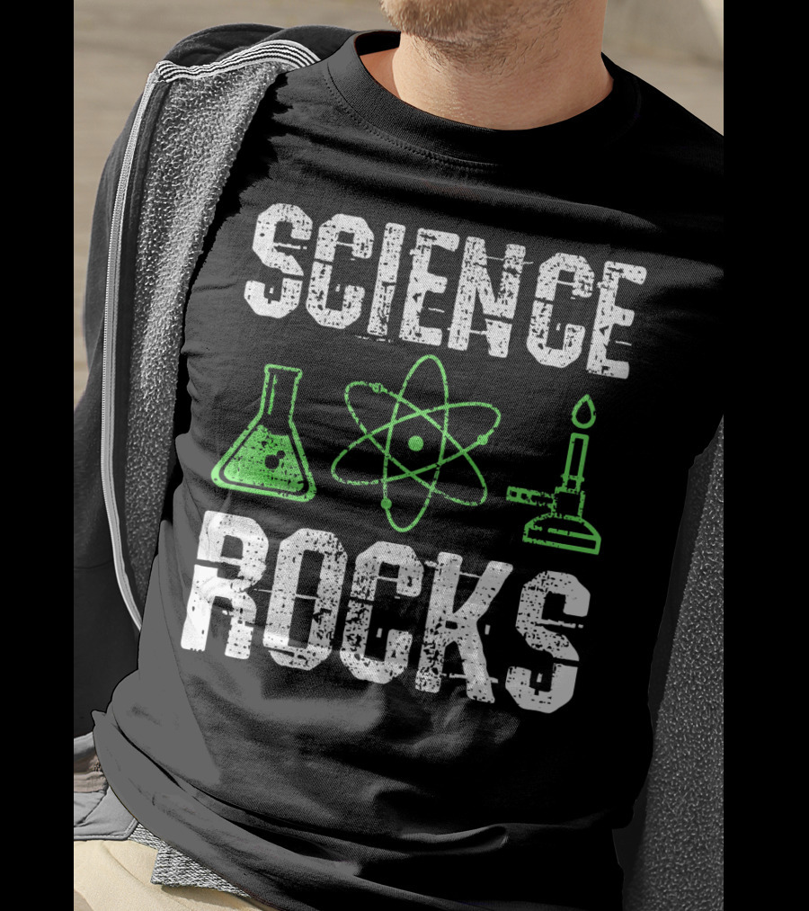 Science Rocks Biology Chemistry Beaker Atom Bunsen Burner T-Shirt