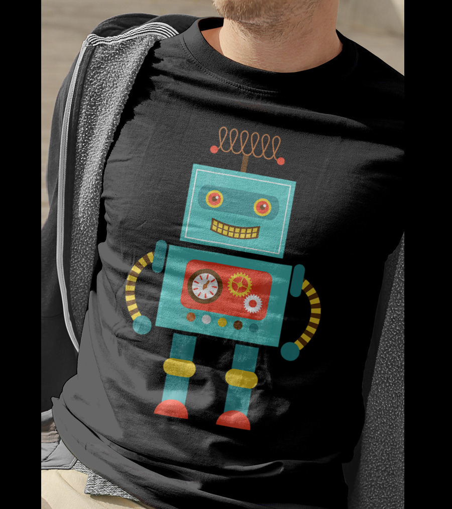 Cute Retro Robot Vintage Science T-Shirt