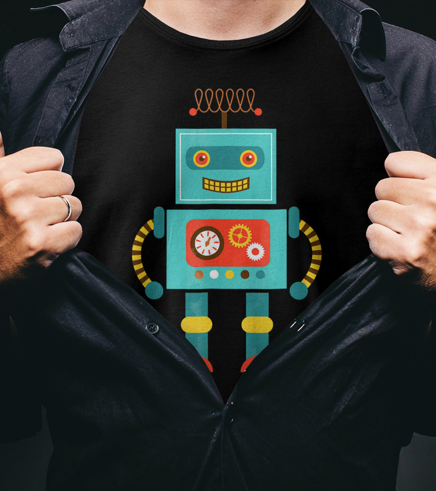 Cute Retro Robot Vintage Science T-Shirt