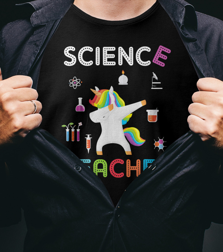 Science Teacher Dabbing Unicorn Chemistry Physics Elements T-Shirt