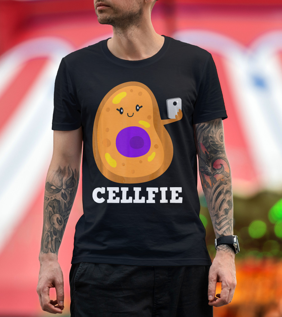 Cute Cell Character Taking Selfie for Science Teacher Enthusiasts T-Shirt