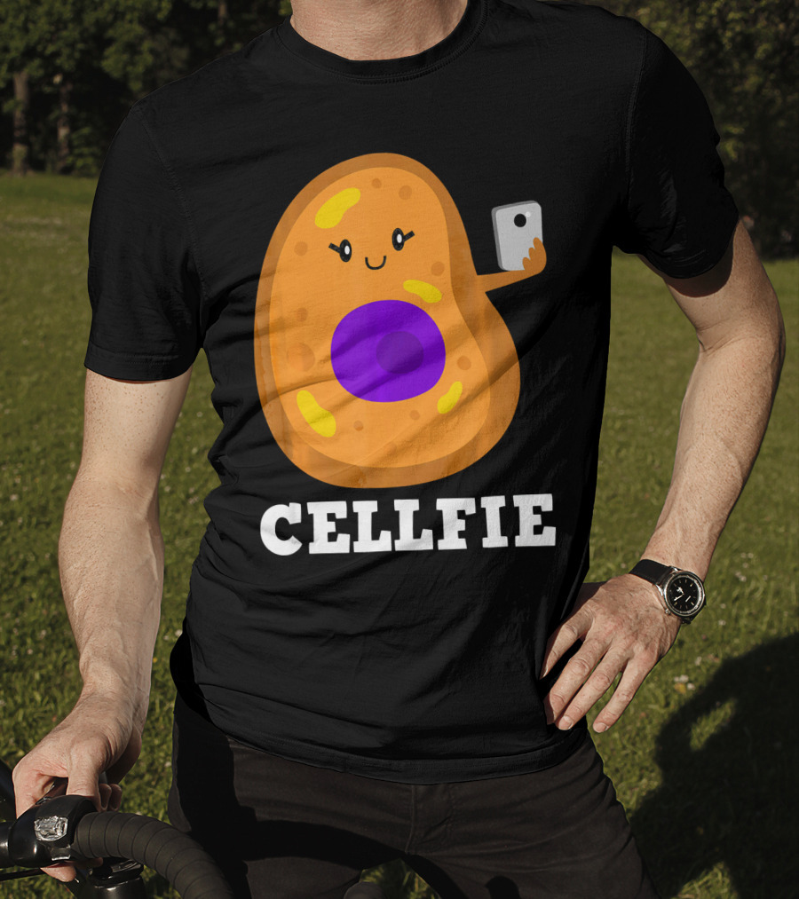 Cute Cell Character Taking Selfie For Science Teacher Enthusiasts T-Shirt