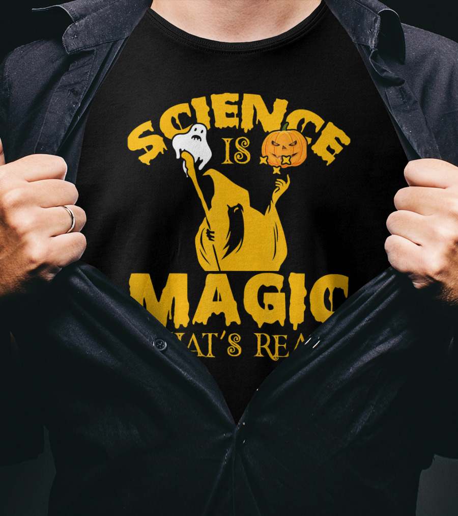 Science Is Magic That's Real Halloween Ghost Pumpkin T-Shirt