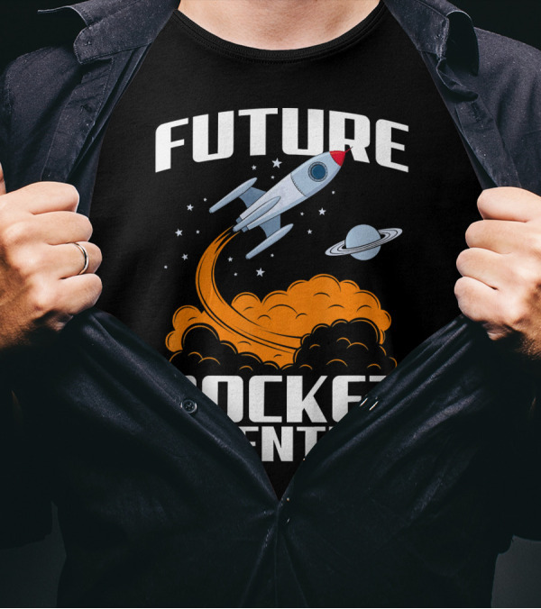 Future Rocket Scientist Spaceship Blast Off With Planet Saturn T-Shirt