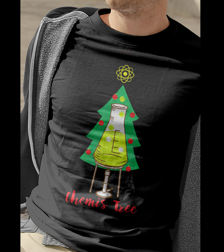 Chemis Tree Beaker Christmas Atom Funny Science Chemistry T-Shirt