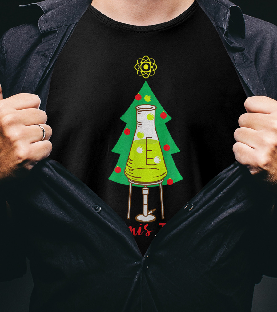 Chemis Tree Beaker Christmas Atom Funny Science Chemistry T-Shirt