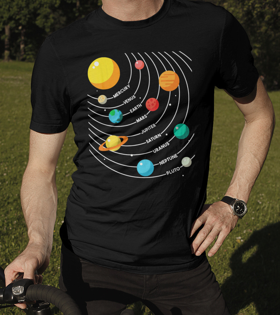 Mercury Venus Earth Mars Jupiter Saturn Uranus Neptune Pluto Solar System Science T-Shirt