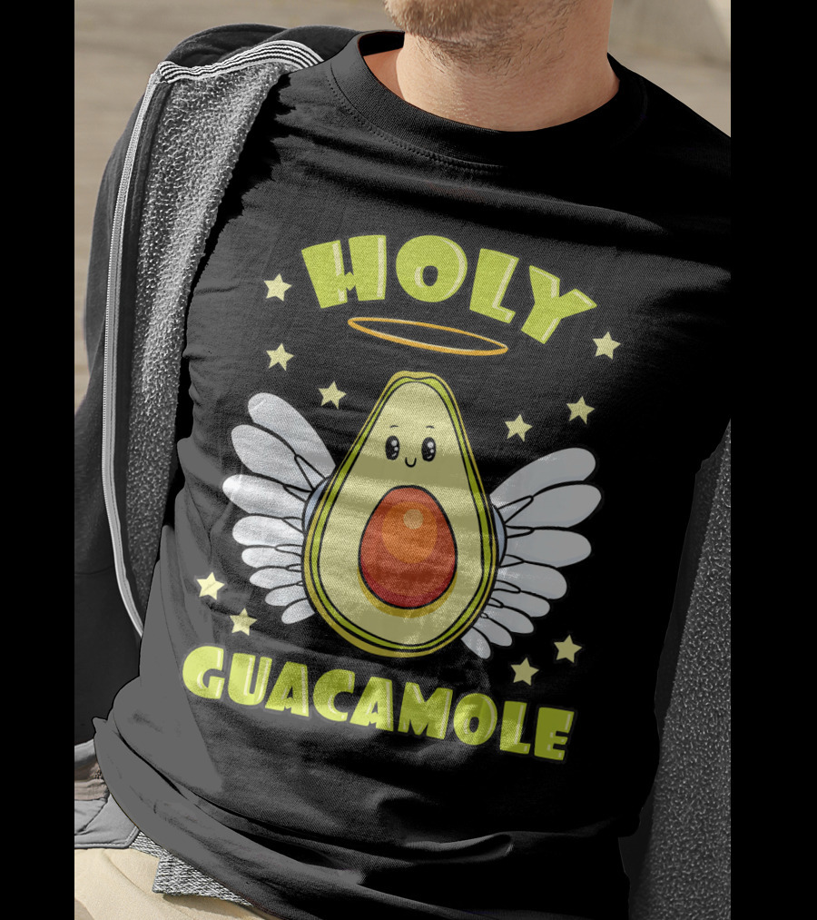 Holy Guacamole Avocado Angel With Halo And Wings T-Shirt