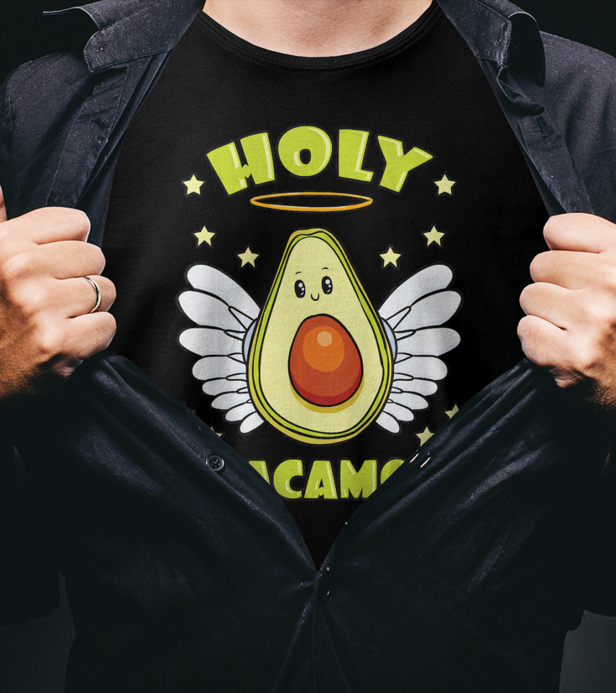 Holy Guacamole Avocado Angel With Halo And Wings T-Shirt
