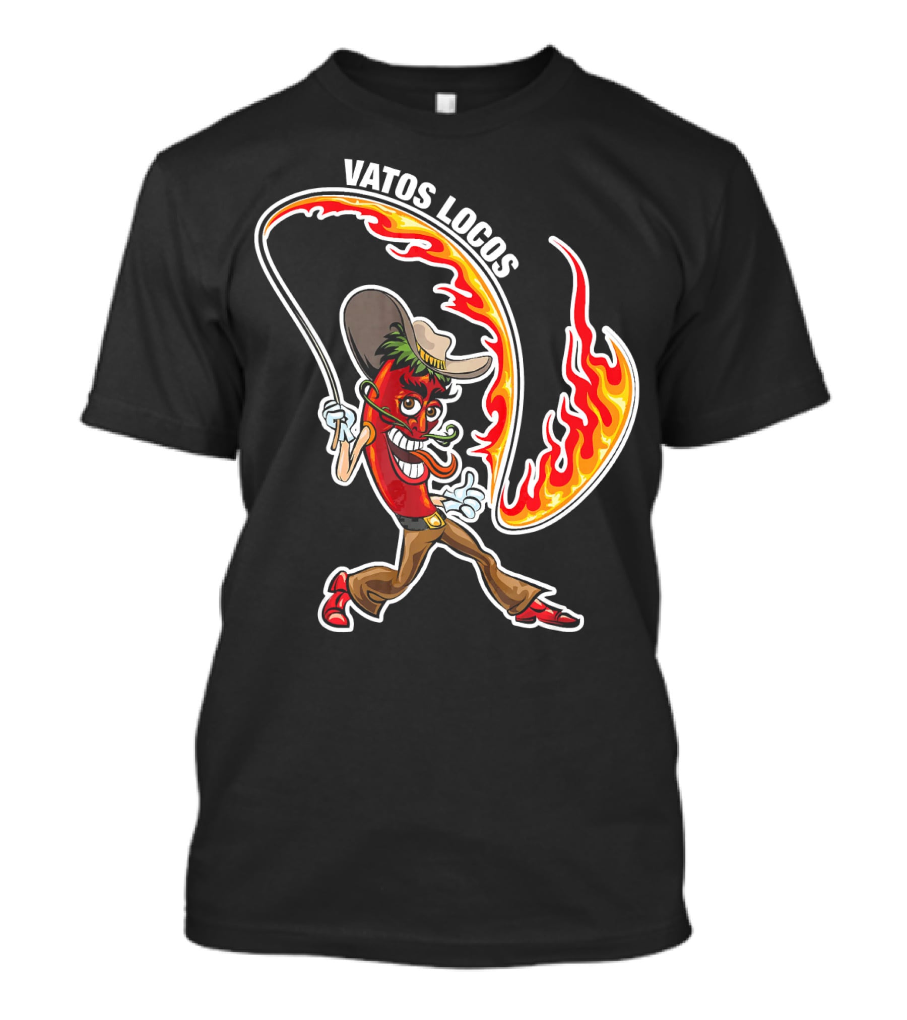 Vatos Locos Spicy Fire Rope Mexico Chili Pepper Cowboy T-Shirt