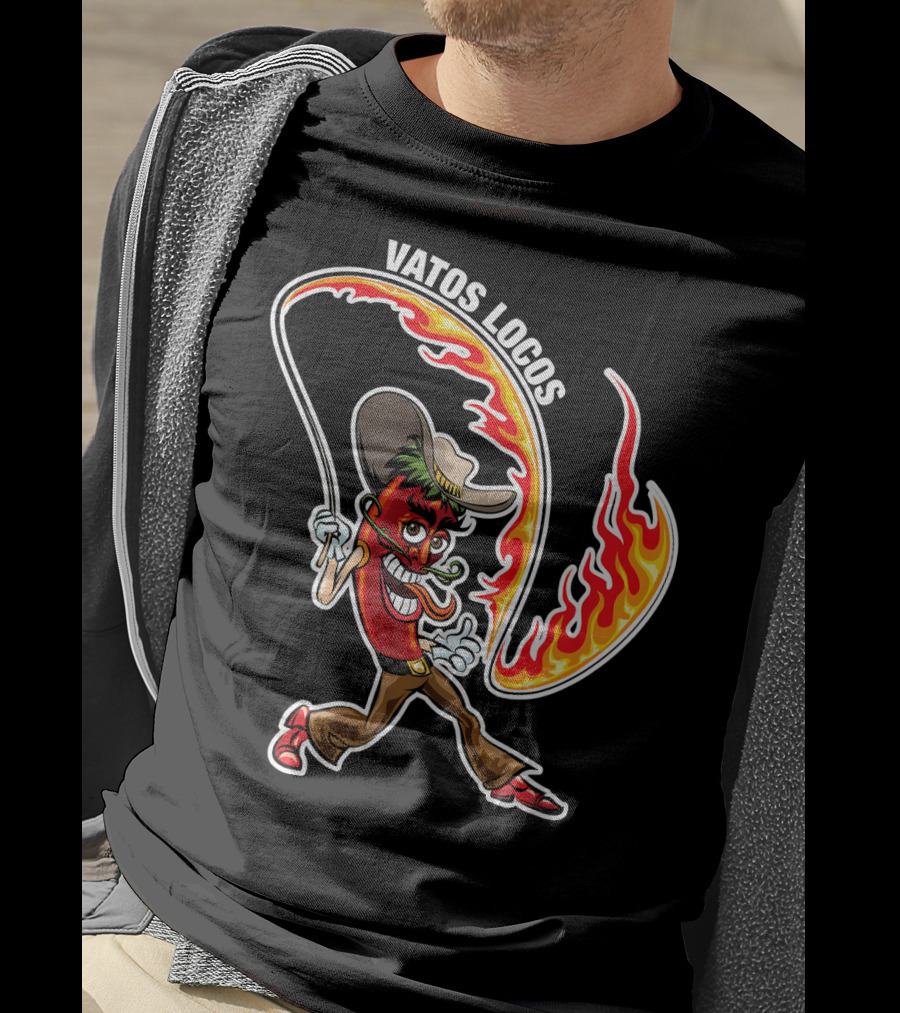 Vatos Locos Spicy Fire Rope Mexico Chili Pepper Cowboy T-Shirt