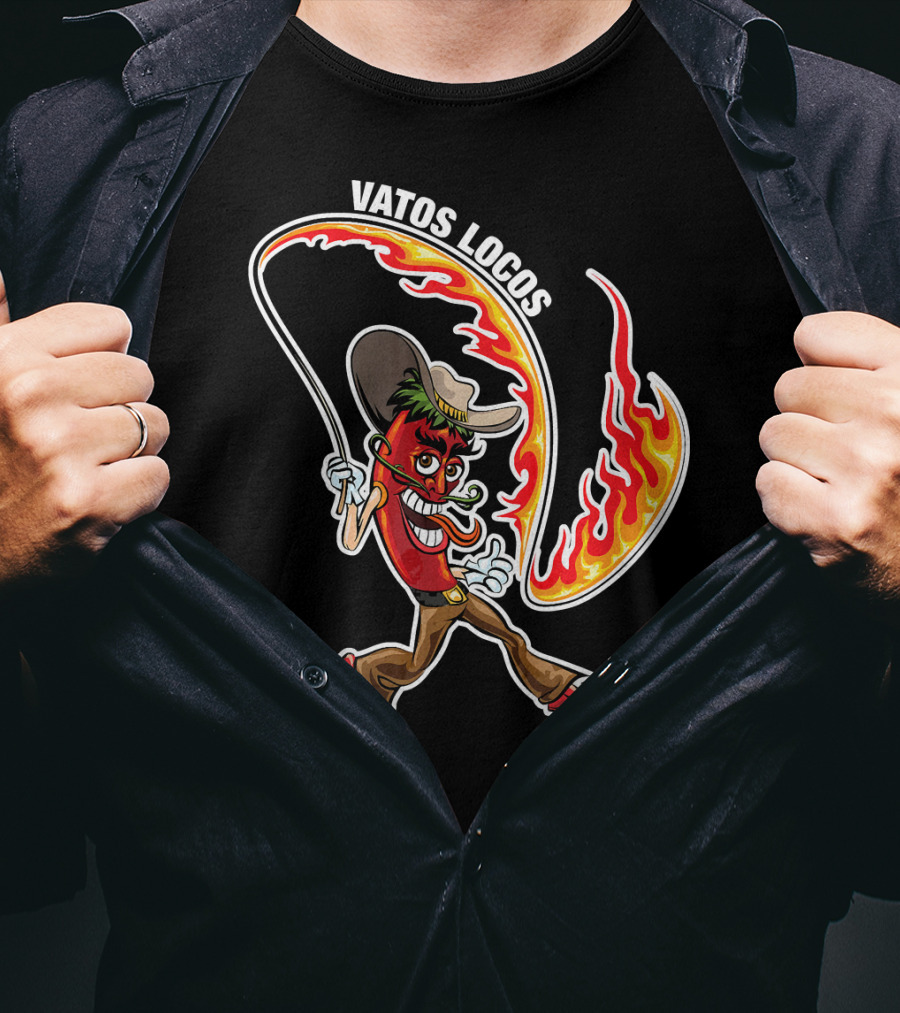 Vatos Locos Spicy Fire Rope Mexico Chili Pepper Cowboy T-Shirt