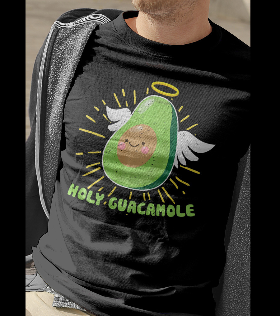 Holy Guacamole Avocado Lover Funny Veget Angel Wings Halo T-Shirt